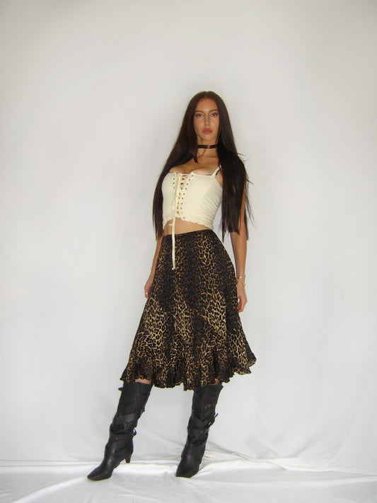 Vintage cheetah print textured skirt